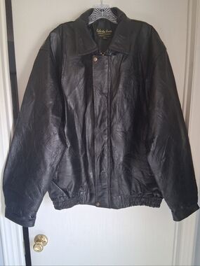 Men's Flamingo Las Vegas, Black Leather Bomber Jacket. Size XXL
